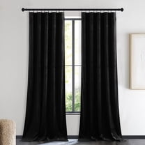 NICETOWN Velvet Blackout Curtains 84 inches Long for Bedroom, Thermal Curtains Solid Heavy Drapes/Window Treatments, Black, 42"x84", Set of 2
