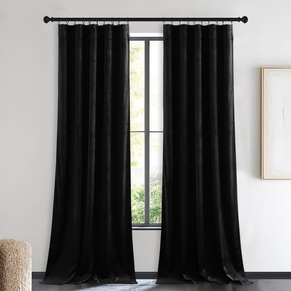 NICETOWN Velvet Blackout Curtains 84 inches Long for Bedroom, Thermal Curtains Solid Heavy Drapes/Window Treatments, Black, 42"x84", Set of 2