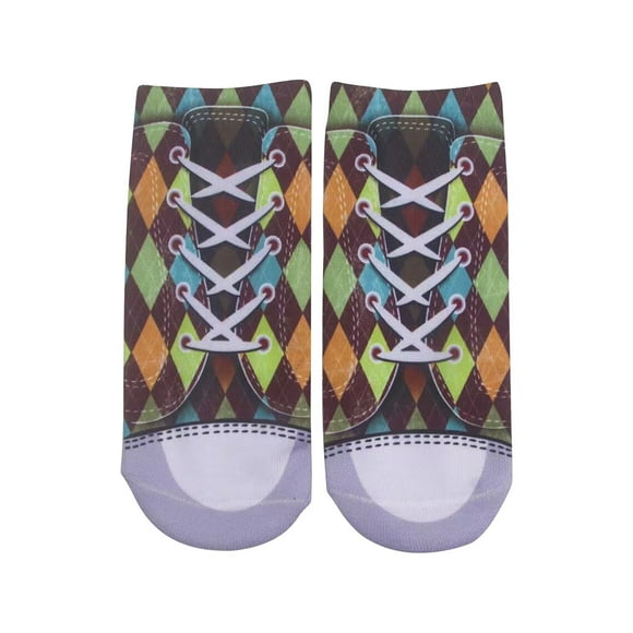 Virmaxy Flip Flop Socks Women's Men's Personalized Sweat Absorbent Low Top Ankle Short Socks Funny 3D Printed Cotton Socks