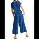 thumbnail image 5 of Conjunto de Dos Piezas para Mujer: Top Fruncido y Pantalón Conjunto Informal Bohemio de Cintura Alta con Bolsillos Azul L, 5 of 6