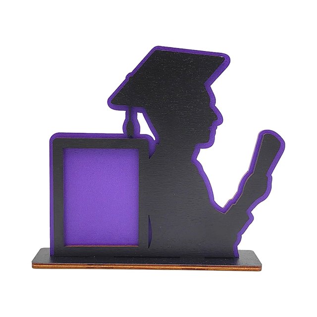 CSChome Graduation Photo Frame Male Graduates Outline 3D Desktop Graduation Picture Display Frame Wooden Graduation Photo Frame Grad Theme Party Decoration Gift Bachelor Hat Photo Frame