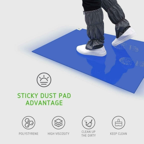 INTSUPERMAI 23.6"*35.4" Tacky Mat Sticky Dust Pad Mat Contamination Laboratory Clean Room Blue 10 Mats 300 Sheets
