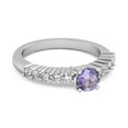 thumbnail image 2 of Solitaire Accents 0.10 Ctw Amethyst 925 Sterling Silver Bridal Women Mother's Day Gift Ring, 2 of 3