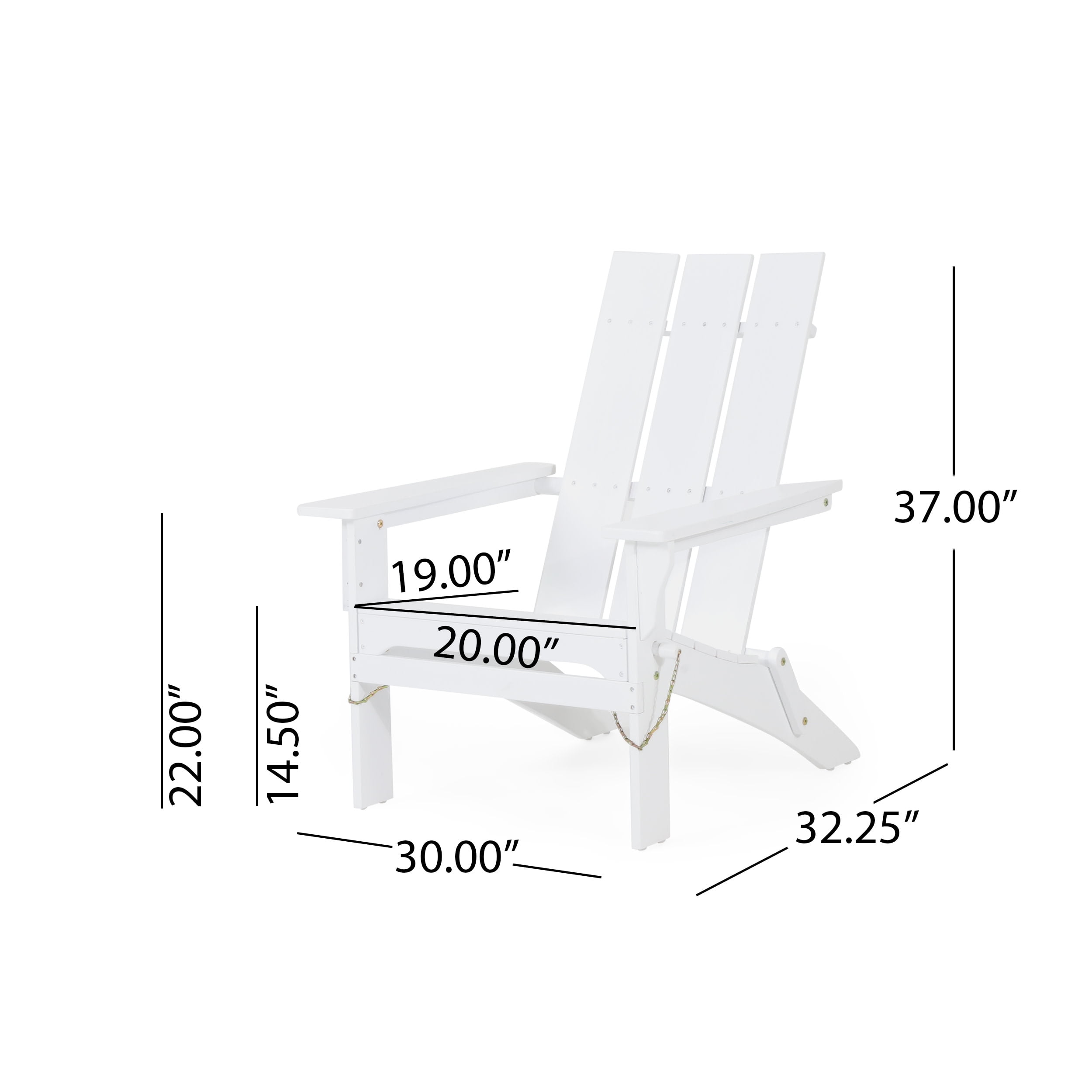 Noble House Eliphaz Folding Acacia Wood Adirondack Chair - White