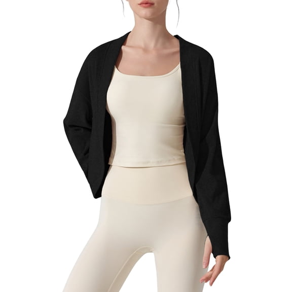 Women'S Shrug Spring Fashion Cropped Cardigan Black L