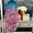 thumbnail image 2 of Zenghuiiii Women Long Curly Straight Wavy Synthetic Full Hair Wig Pink Purple Extra Large Hair Clip, 2 of 6
