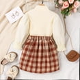thumbnail image 3 of Gibobby Conjunto para bebé y niño Ropa para niños Otoño Invierno niñas moda manga larga Top falda escocesa plisada traje para niños(Beige, 6 Y), 3 of 5