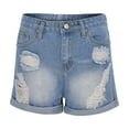 thumbnail image 5 of Women's Denim Shorts Jean Shorts Womens, Women's Casual Denim Shorts Stretch Ripped Hem Jean Shorts with Pockets Women's Mid-Rise Slim Shorts Light Blue S Warehouse Amazon Warehouse, 5 of 7
