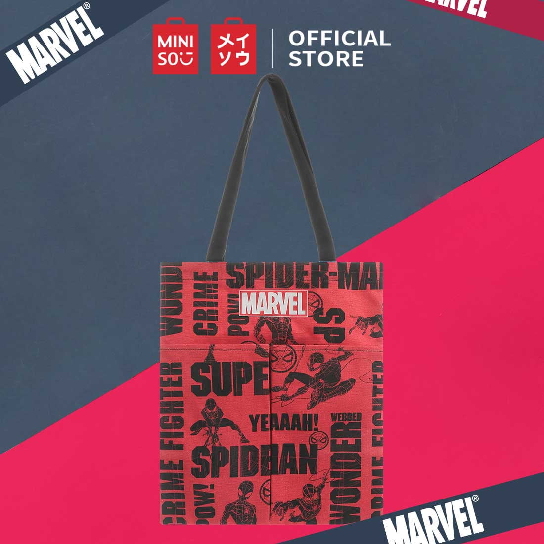 MINISO Marvel Shoulder Bag Tote Large Capacity Messenger Bag,White