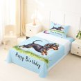thumbnail image 5 of Homewish Cute Dachshund Dog Twin Sheets,Happy Birthday Print Bedding,Blue,Purple Balloon Decor,3 Pieces,1 Fitted Sheet and 1 Pillowcase, 5 of 6