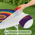 thumbnail image 5 of Colorful Rainbow Tie Dye Spiral Pattern Round Fitted Tablecloth with Elastic Edge,Dining Table Cover Waterproof,Outdoor Round Tablecloth for Camping,Dining,Indoor and Outdoor, 5 of 7