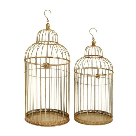 Woodland Imports 2 Piece Enticing Decorative Bird Cage Set Woodland Imports 2 Piece Enticing Decorative Bird Cage Set