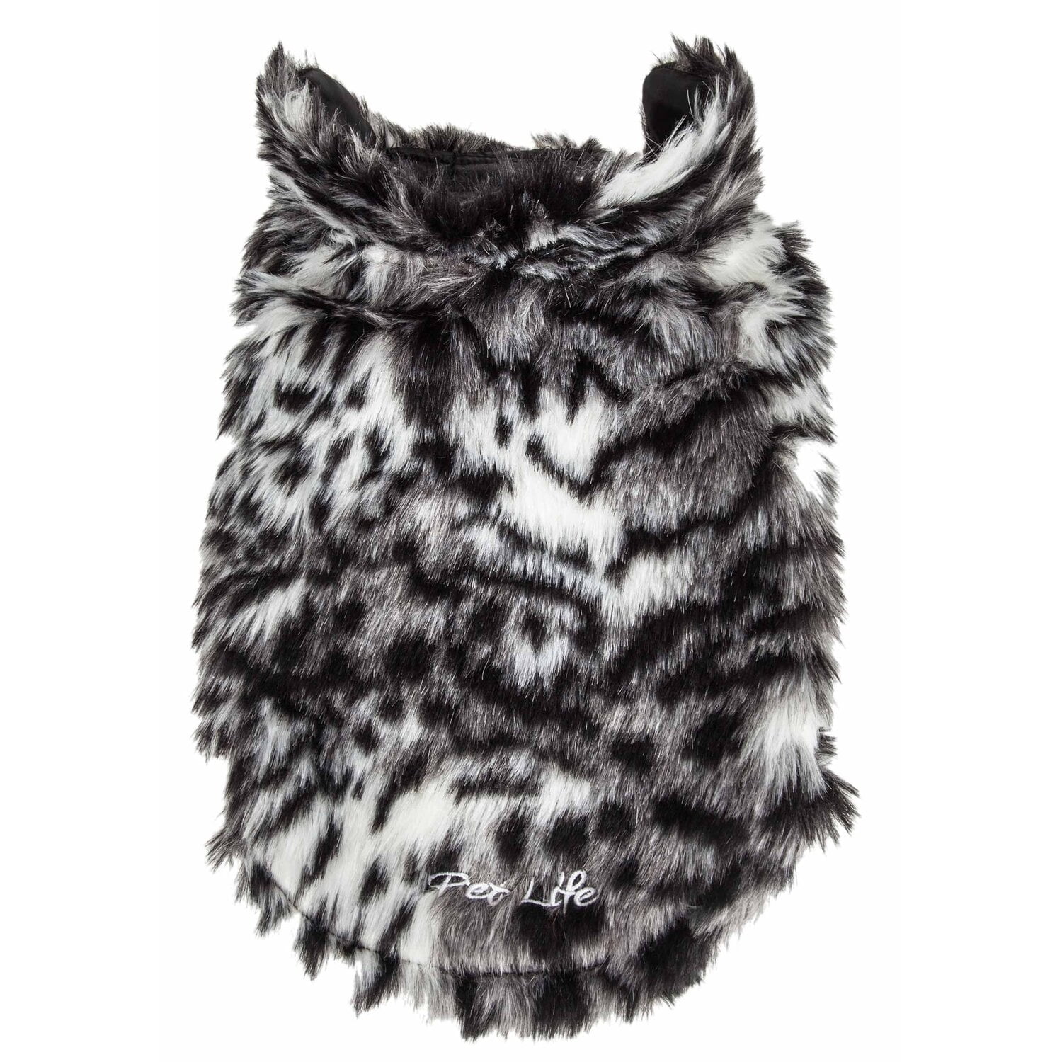 pet life  luxe 'paw dropping' designer gray-scale tiger pattern mink fur dog coat jacket