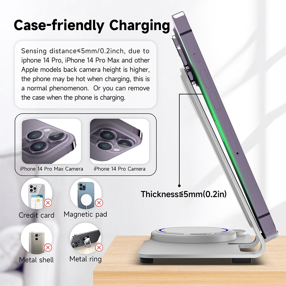 Wireless Charger, Aluminum Alloy 3 in 1 Wireless Charging Station for Apple iPhone/iWatch/Airpods,iPhone 14,13,12,11 (Pro, ProMax)/XS/XR/XS/X/8(Plus),iWatch8/7/6/SE/5/4/3/2,AirPods 3/2/pro