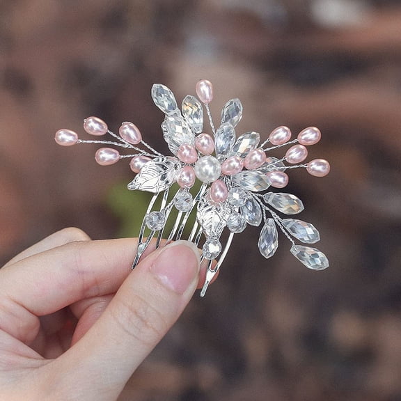 Bride Pearl Wedding Hair Comb Crystal Hair Piece Silver Headpiece Bridal Hair Accessories for Women HC123