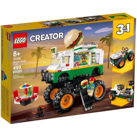 Pre-Owned LEGO Creator 3in1 Monster Burger Truck 31104 Vehnicle Building Kit for Kids (499 Pieces)