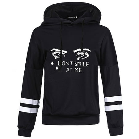 SHIYAO Fashion Women Hip Hop Billie Eilish Cool Print Long Sleeve Hoodies Casual Street Style Hooded Sweatshirt Pullover Tops For Fans