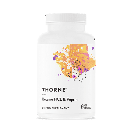 Thorne Research - Betaine HCL & Pepsin - Digestive Enzymes for Protein Breakdown and Absorption - 450