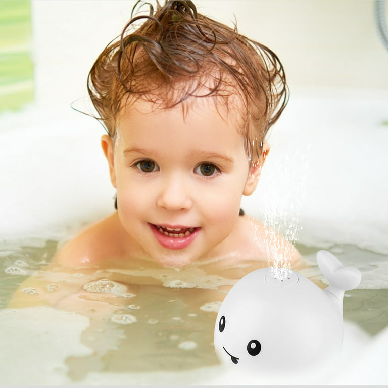 2021 Updated Baby Bath Toys, Light Up Whale Spray Bath Toys, Sprinkler Bathtub Toys for Toddlers Infant Kids Boys Girls Baby, Bathtub Shower Pool