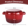 thumbnail image 3 of Walchoice 2-in-1 Enameled Cast Iron Dutch Oven with Skillet Lid, 5 Quart Dutch Oven Pot Cookware with Handles for Grilling, Stewing - Red, 3 of 8
