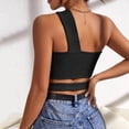 thumbnail image 4 of Top con hombros inclinados para mujer, chaleco envolvente en el pecho, camiseta sin mangas ajustada para uso diario, 4 of 7