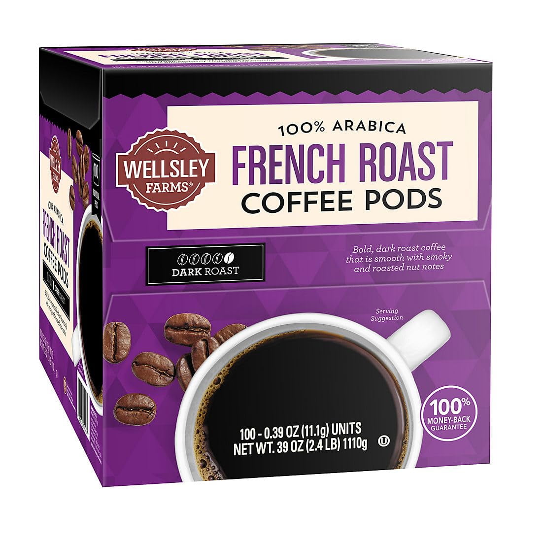 Wellsley Farms 100% Arabica French Roast Coffee Pods Dark Roast, 100 ct.