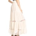 thumbnail image 3 of Sakkas Salina Boho Maxi Skirt with Embroidery and Crochet Lace  Adjustable Waist - Ecru - XL, 3 of 4