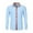 Sky Blue, variant on European & Linen Long Sleeve Shirt with Ethnic Pattern Patchwork, Women's Cotton Button-Down Dress Shirt, Casual Business Casual Blouse, Easy Care Dressy Top