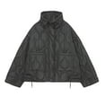 thumbnail image 2 of FRSASU Women's Loose casual and fashionable solid color pocket cotton jacket button cotton jacket Black, 2 of 4