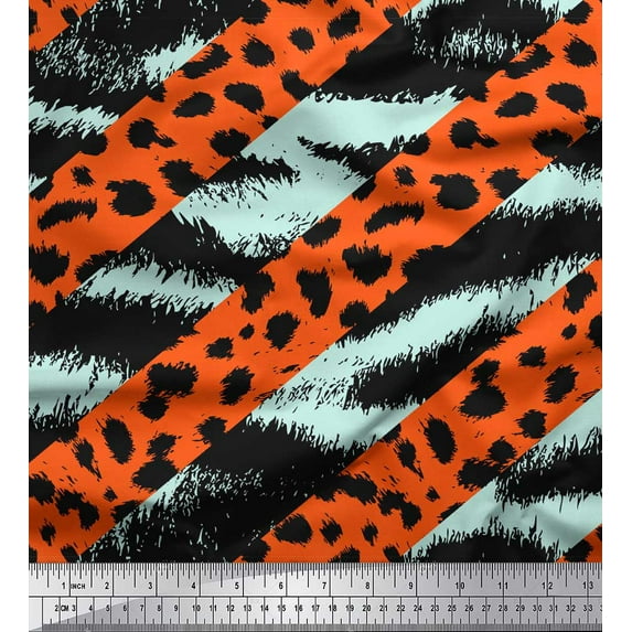 Soimoi Green Cotton Jersey Fabric Leopard & Wild Animal Skin Decor Fabric Printed BTY 58 Inch Wide