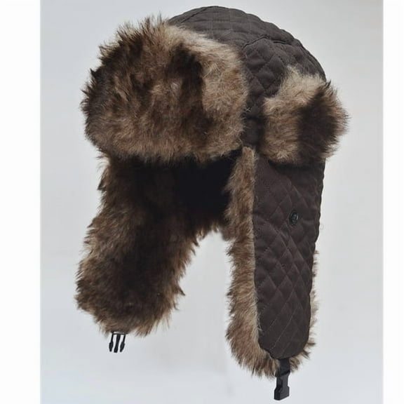 SUNNYOUTDOOR Winter Hats Men Aviator Soft Faux Fur Ear Flaps Hat Cap Winter Ski Trapper ((Black Coffee)