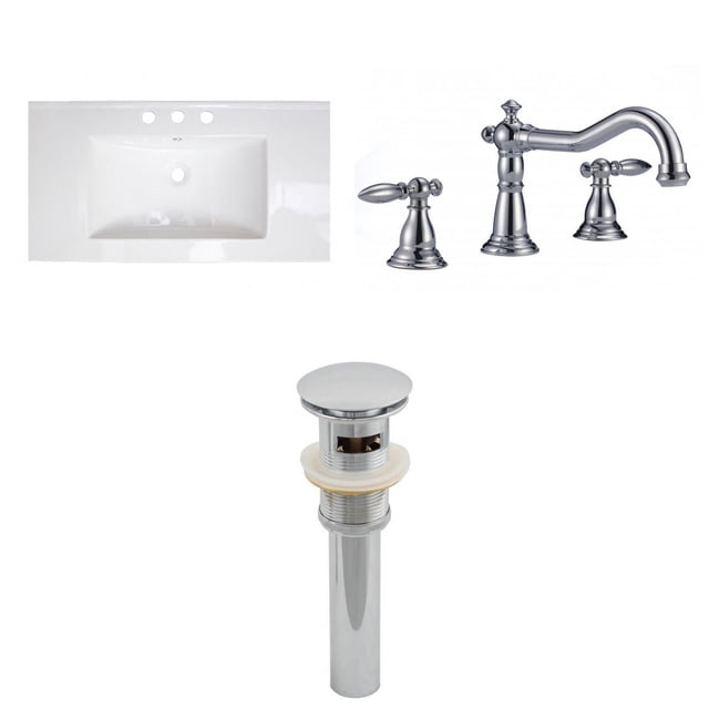 American Imaginations 23.75-in. W 3H8-in. Ceramic Top Set In White Color - Overflow Drain Incl. AI-16594