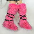 thumbnail image 3 of Women's Winter Warm Fluffy Faux Fur Knee High Snow Boots - Fashionable Cross Belt Buckle Boots, 3 of 4