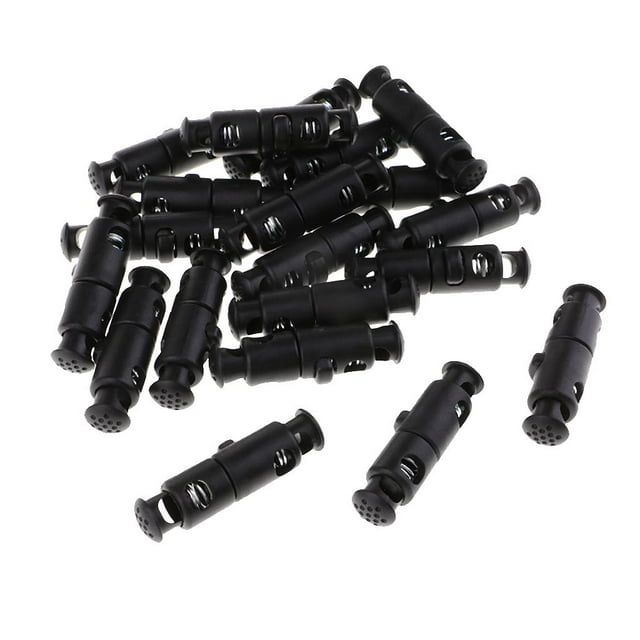 veasfak 20 Piece Plastic Double Head Toggle Spring Stop String Cord Locks DIY Findings