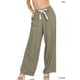 thumbnail image 2 of Zenana Women’s Linen Drawstring Wide-Leg Lightweight Pants, 2 of 7