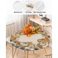 thumbnail image 3 of Fitted Round Tablecloths Table Covers 45-54in,Fall Thanksgiving Pumpkin Maple Leaves Waterproof Elastic Edged Table Cloth for Kitchen Dining Holiday Party Tables Decor,Autumn Harvest on Plaid Linen, 3 of 6