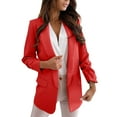 thumbnail image 2 of Red Polyester Workwear Wide Neck Wedding Women's Blazers & Suit Jackets, Womens Blazer Open Front Fashion Long Sleeve Business Work Casual Suit Jackets Lightweight Notched Collar Cardigan, 2 of 4