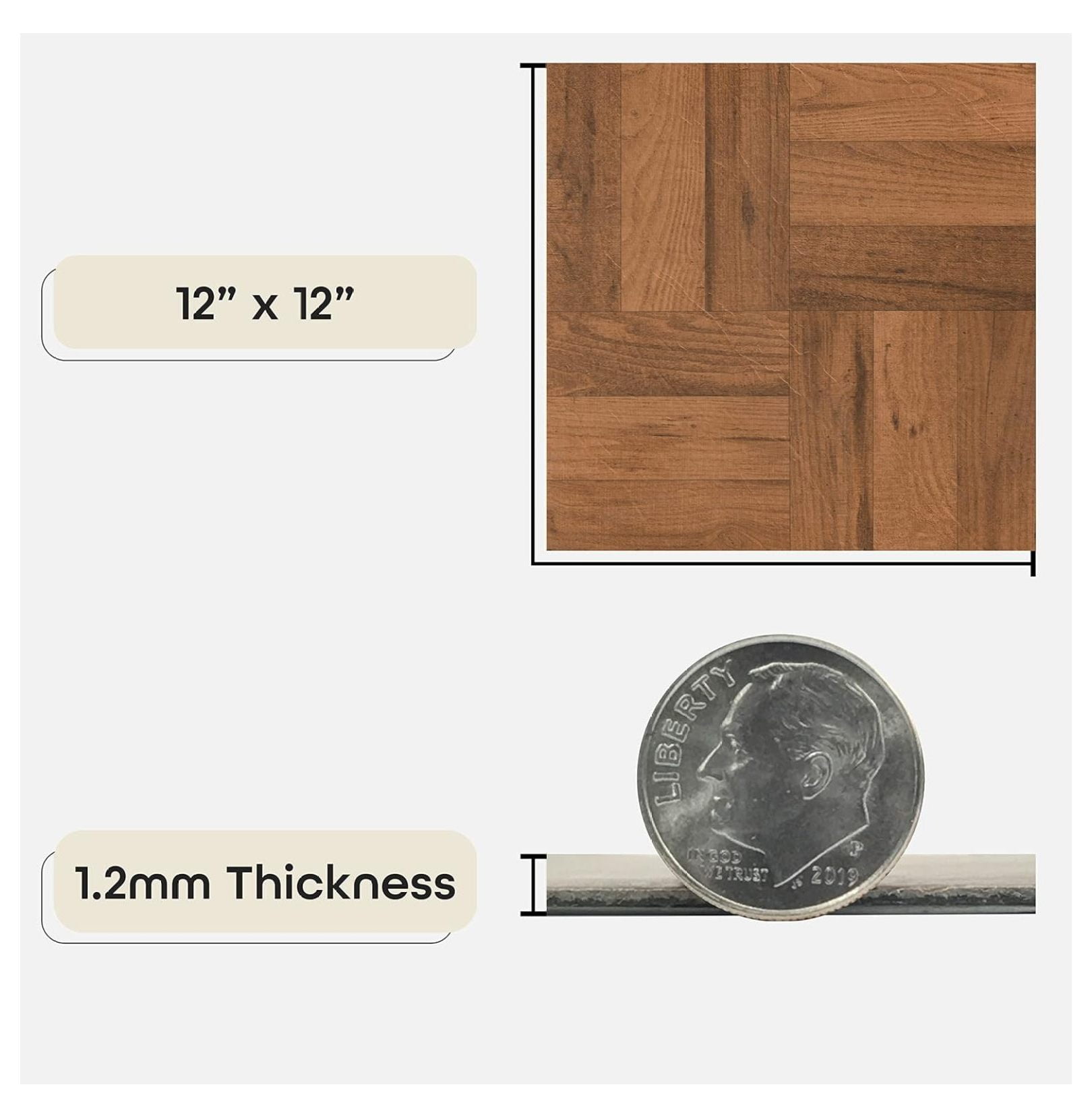 Nexus Vinyl Tile: 225 3 Finger Medium Oak Parquet: 1 Box 20 Tiles