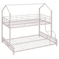 thumbnail image 3 of Kumix Bunk Bed Twin over Full, Metal House Bunk Bed for Kids Teens Adults with Full Length Guardrail and Build-in Ladder, Low Bunk Bed for Toddler, Able to Split, Noise-Free, Pink, 3 of 7