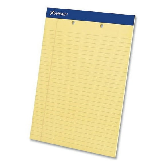 Perforated Writing Pads, Wide/legal Rule, 50 Canary-Yellow 8.5 X 11.75 Sheets, Dozen | Bundle of 2 Dozen