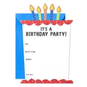 American Greetings Birthday Party Invitations with Blue Envelopes, Cake with Candles (10-Count)