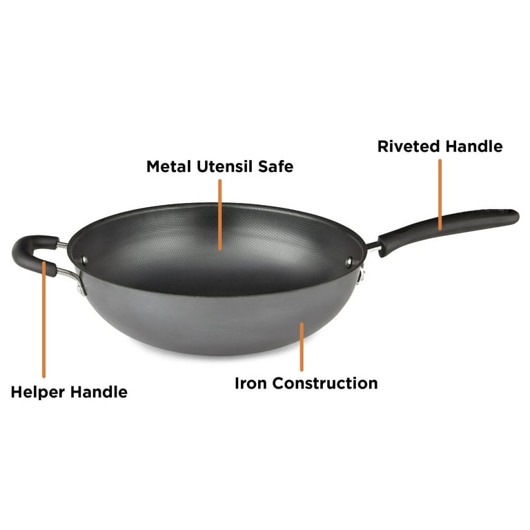 Carbon Steel Wok Pot 32cm Nonstick Stir Frying Pan Cookware With