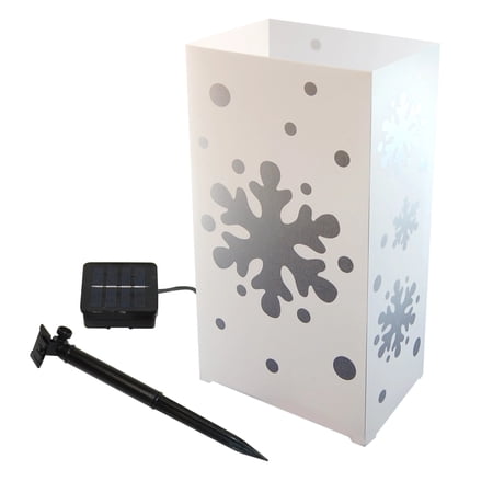 LumaBase Solar Powered Luminaria Kit - Set of 6 (Silver Snowflake)