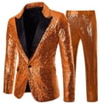 thumbnail image 4 of JAJAHO Mens Sequins Suit Set Two Piece Formal Wear Sparkly Glitter Long Sleeve Button Up Slim Fit Suit Jacket Straight Leg Trousers Carnival Performance Versatile Outfit, 4 of 6