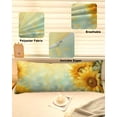 thumbnail image 2 of Yellow Sunflower Body Throw Pillow Cover Case, Couch Sofa Bed Pillowcase, Soft Decorative Pillow Protector, Watercolor Botanical Flowers Leaves 20x54Inch Long Reversible Pillow Shams with Zipper, 2 of 6