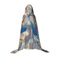thumbnail image 7 of Honeii Exotic Blue Cat Print Poncho Cape, Cloak Coat, Snuggly Hooded Wearable Blanket, Hooded Cape For Teenagers,Halloween Costumes-Medium, 7 of 7