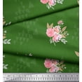 thumbnail image 2 of Soimoi Green Cotton Poplin Fabric Triangle & Rose Floral Print Fabric by the Yard 56 Inch Wide, 2 of 3