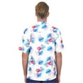 thumbnail image 2 of UZZI Mens Hawaiian Casual Button Down Short Sleeve Beach Flamingo Party Shirt, White Flamingo, Size: Large, Uzzi Active Wear, 2 of 2