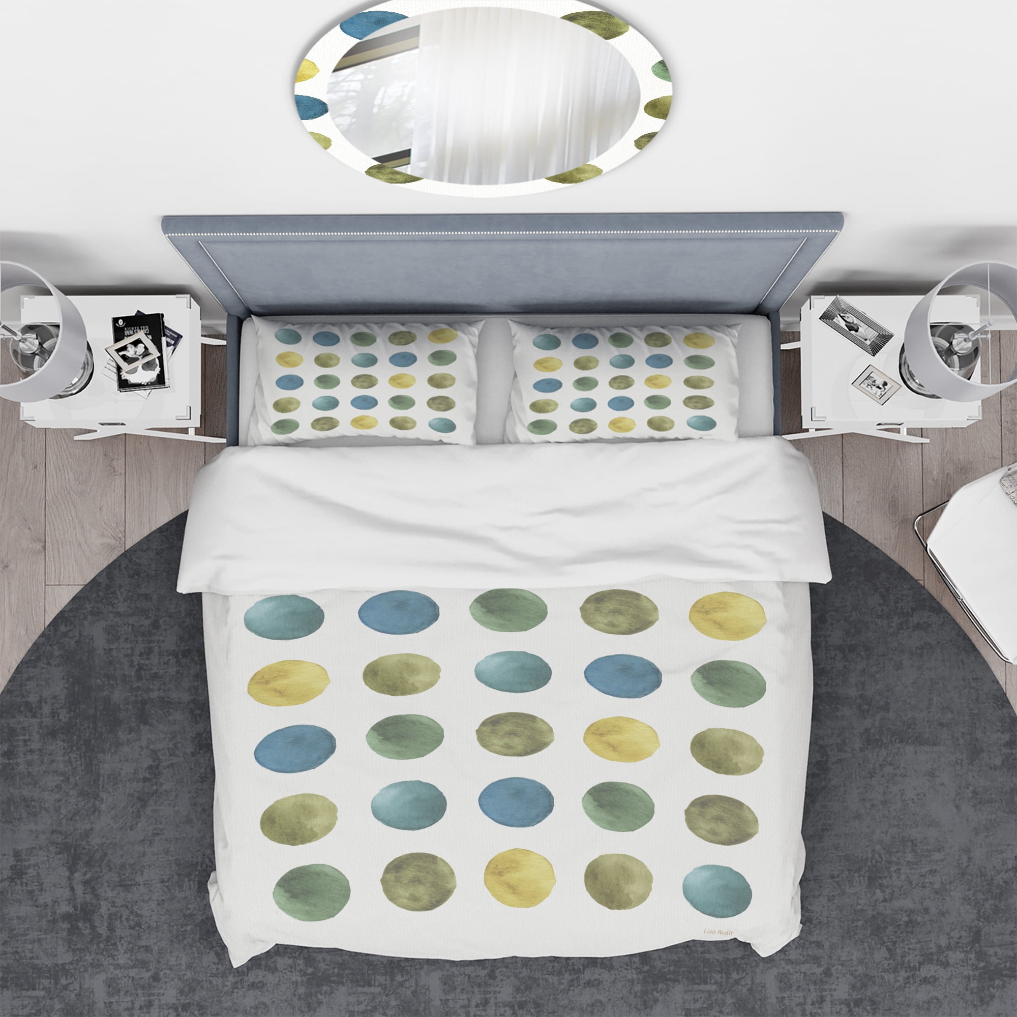 Designart 'Green Tones Geometric Circles' Geometric Duvet Cover Set