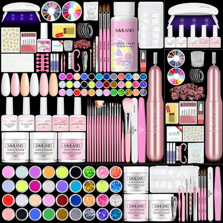 Saviland Acrylic Nail Kit with Everything - Acrylic Powder and Acrylic Liquid Gel Nail Polish Acrylic Nails Tips for Beginners